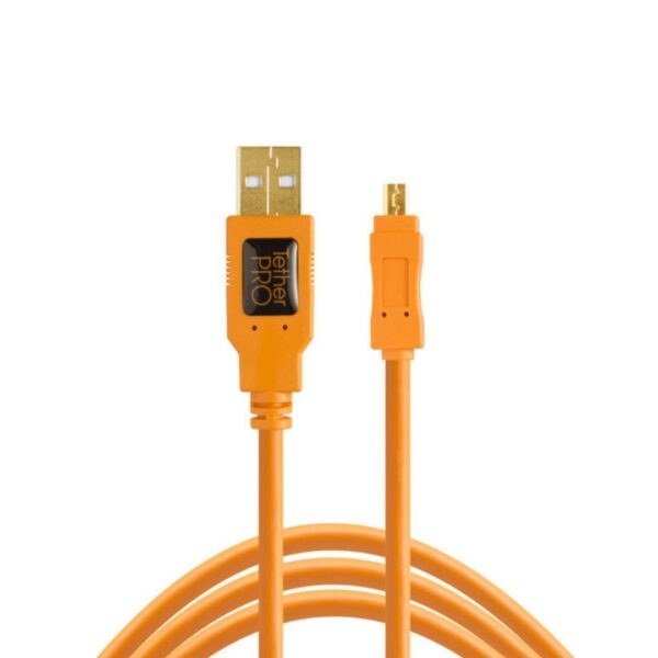 Tether Tools TetherPro USB 2.0 Type-A Male to Mini-B Male Cable (15', Orange)