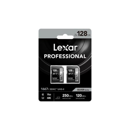 Lexar 128GB Professional 1667x UHS-II SDXC Memory Card (2-Pack)