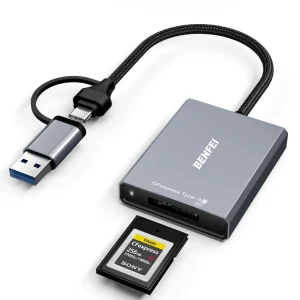 BENFEI CFexpress Type A Card Reader with USB 3.2 (Gen 2) 10Gbps, USB-C&USB-A 2-in-1 Type A Adapter