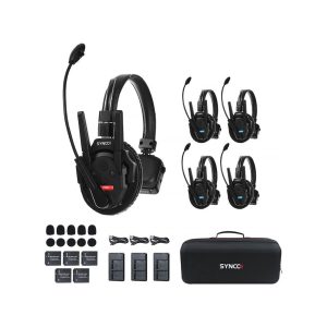 Synco Xtalk XPro5 Wireless Intercom System with 5 Single-Ear Headsets (2.4 GHz)