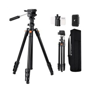 KF Concept 77"/1.96m Lightweight Travel Tripod with 3-Way Head, Mobile Phone Holder O234A5+BV01