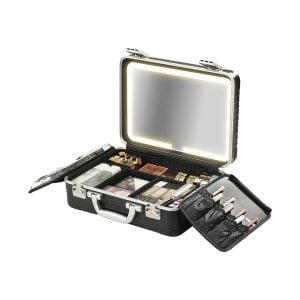 Porodo Lifestyle Travel Makeup Case with Detachable LED Mirror - Black