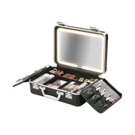 Porodo Lifestyle Travel Makeup Case with Detachable LED Mirror - Black