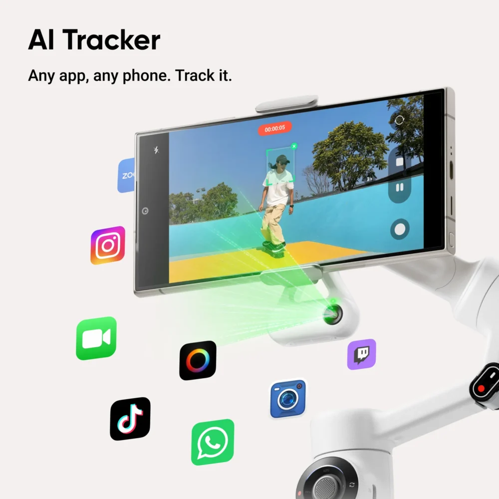 Insta360 Flow 2 Plus AI Tracker Bundle Grey Phone Gimbal