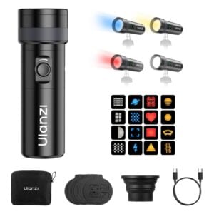 ULANZI LM01 RGB Photography Spotlight Flashlight with 20 Gobos Zoom Beam