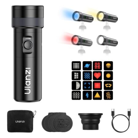 ULANZI LM01 RGB Photography Spotlight Flashlight with 20 Gobos Zoom Beam